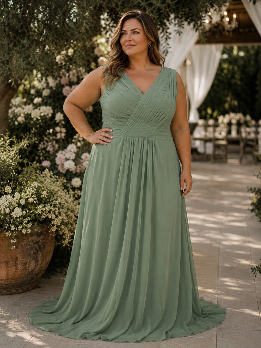 Women's Green Chiffon Skirt